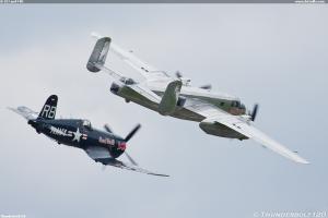 B-25J and F4U
