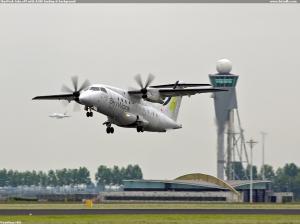 SkyWork take off with A380 landing @ background